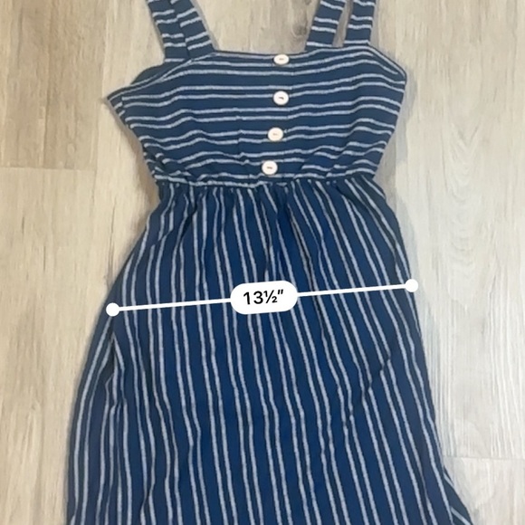 Caution To The Wind Navy Blue Striped Tank Dress Nautical Buttons - Picture 9 of 9